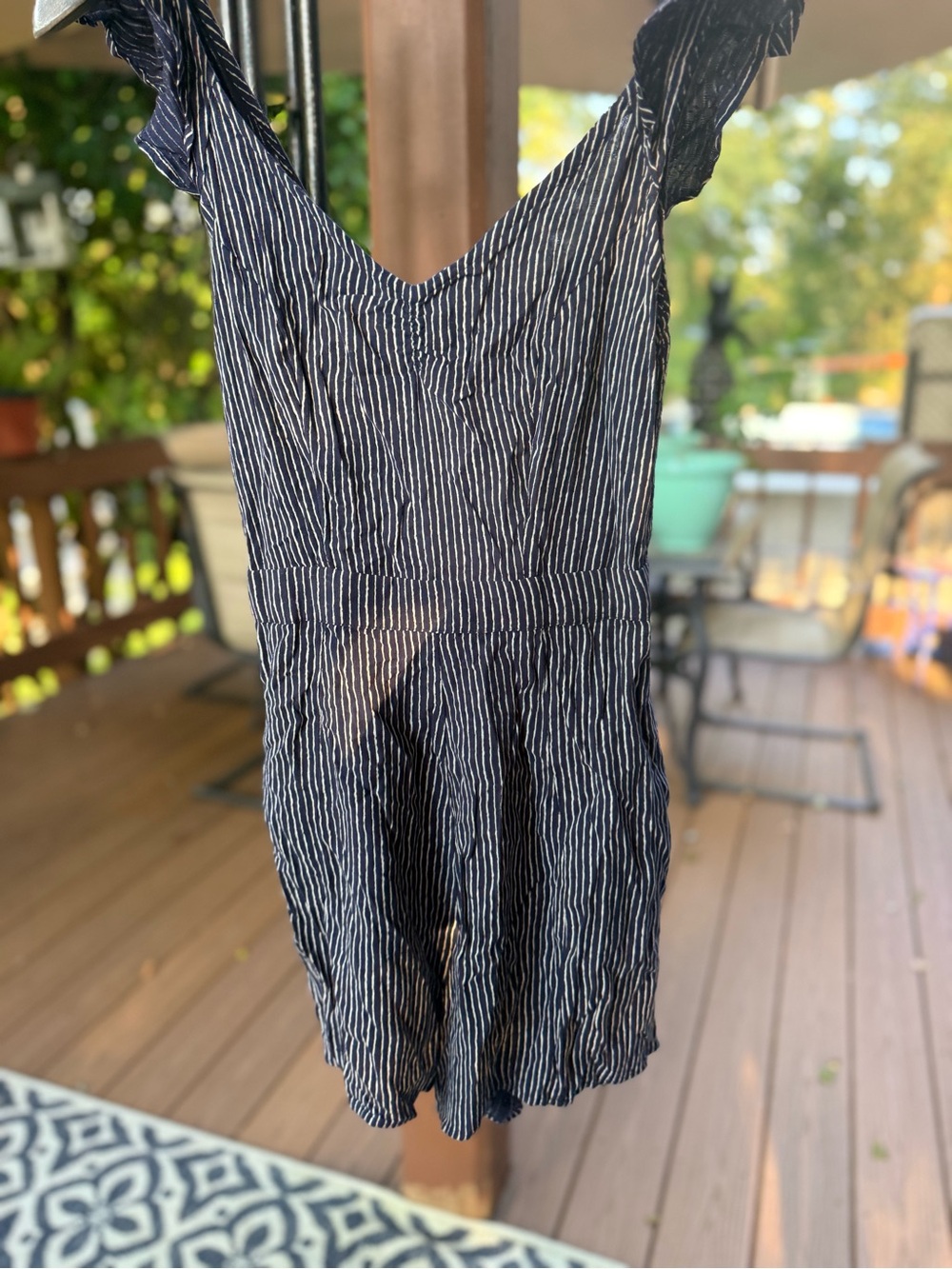 American Eagle Outfitters Navy & White Striped Romper